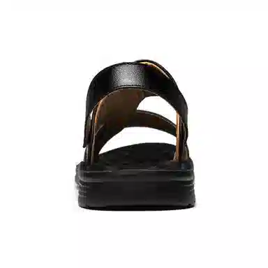 法派 头层牛皮 大码 纯色 简约 透气 轻便 舒适 沙滩凉鞋 男款