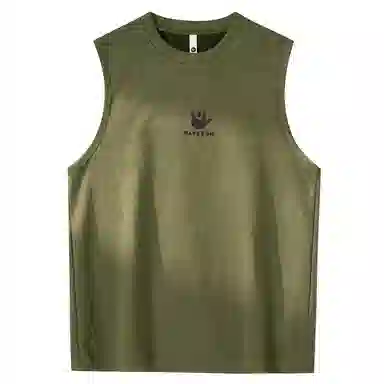 大卫贝肯 手绘艺术字母搞怪小熊印花宽松直筒背心 男女同款