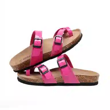 果洛菲 软木凉拖夹脚舒适百搭夏季亮面外穿平底套趾人字拖鞋 男女同款