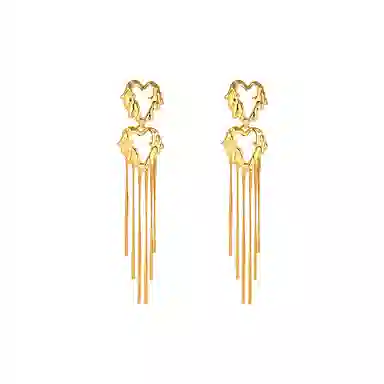 一撇一捺 流苏爱心 不规则耳饰 合金 耳环 女款