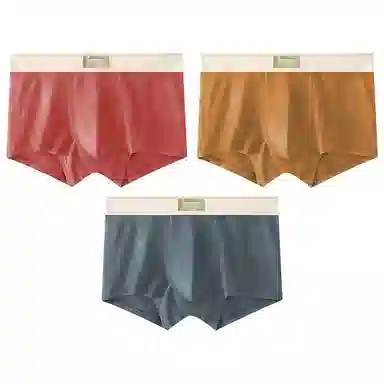 莫代尔 纯色简约字母腰边透气舒适无痕平角裤柔软不勒四角裤短裤内裤 男款 组合装