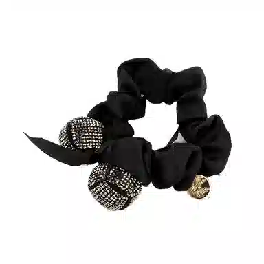 卡铂雅 黑色时尚潮流设计港风气质复古镶钻极简高级感发圈 发饰 女款