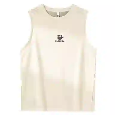 大卫贝肯 手绘艺术字母搞怪小熊印花宽松直筒背心 男女同款