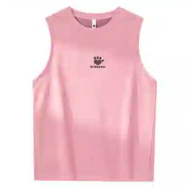 大卫贝肯 手绘艺术字母搞怪小熊印花宽松直筒背心 男女同款