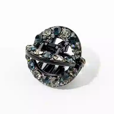 卡铂雅 蓝色圆形 潮流设计港风气质复古镶钻极简高级感 发夹 女款 礼盒装