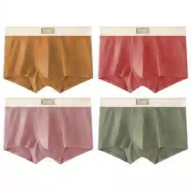 莫代尔 纯色简约字母腰边透气舒适无痕平角裤柔软不勒四角裤短裤内裤 男款 组合装