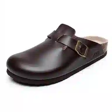 果洛菲 软木拖休闲舒适百搭平底懒人拖半拖情侣光面博肯鞋包头拖鞋 男女同款