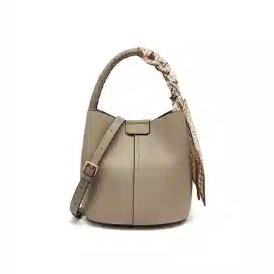 红蜻蜓 设计简约荔枝纹水桶包通勤 牛皮 斜挎包手提包 常规 女款 大象灰