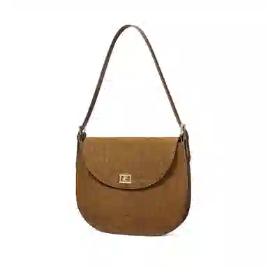 红蜻蜓 复古小众时尚马鞍包高级感磨砂 牛皮 斜挎手提单肩包 常规 女款 焦糖色/咖啡色