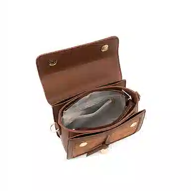 维尼奥 高级感复古小众小方包简约百搭通勤 合成革 单肩包斜挎包 女款 棕色/粉色/红色