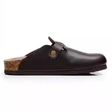 果洛菲 软木拖休闲舒适百搭平底懒人拖半拖情侣光面博肯鞋包头拖鞋 男女同款