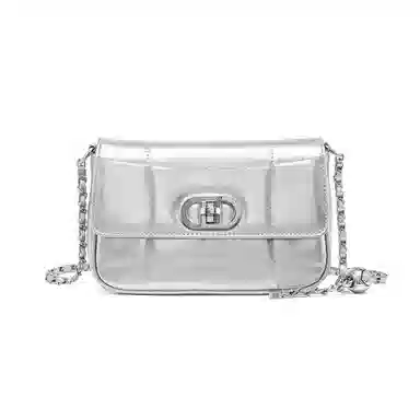 红蜻蜓 设计精致时尚潮流百搭小众高级感 牛皮 斜挎包 女款 银色