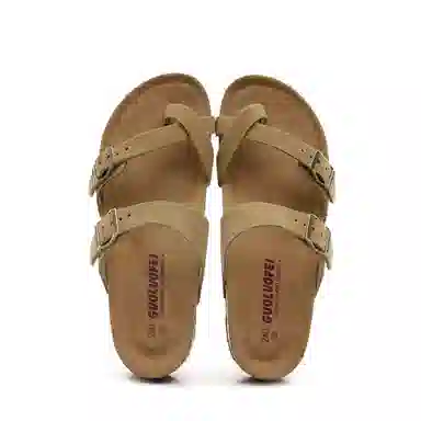 果洛菲 韩版软木凉鞋学院风套趾平底外穿休闲沙滩鞋人字拖鞋 男女同款