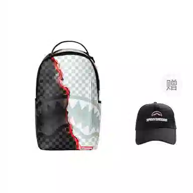 Sprayground Shark Logo Checkered Backpack