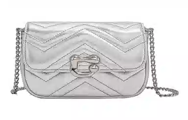 妙迪 小香风绣线 真皮羊皮 链条包单肩斜挎 小号 女款 墨染黑/奶昔白/月光银