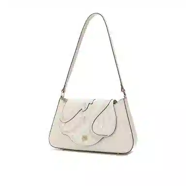 古伊西 白天鹅系列 新中式国风刺绣单肩包 牛皮 小众设计时尚马面裙旗袍腋下包 女款 雅白