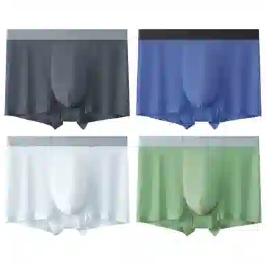 莫代尔 冰丝薄款透气四角裤青少年平角裤衩纯色简约弹力内裤 男款 组合装