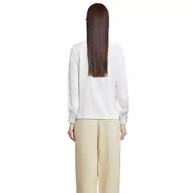 富铤 纯色立领荷叶边休闲长袖衬衫 女款