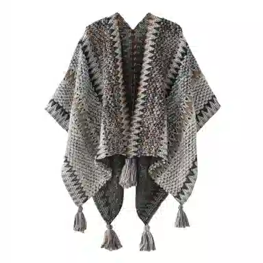 北极绒 民族风针织披风气质外搭保暖云南旅游拍照复古 聚酯纤维 披肩 女款