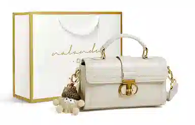 纳兰杜 包包女百搭少女包潮流高级感小众个性女包高颜值时尚女生 牛皮配合成革 单肩包手提包斜挎包 中号 女款 米白色