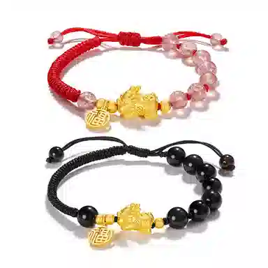 中国黄金 珍·尚银 福泽招财貔貅吞金兽 轻奢小众设计新中式手编绳 本命年 足银 手链 男女同款情侣款 礼盒