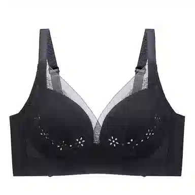 莫代尔 纯色网纱蝴蝶结聚拢无痕收副乳舒适文胸 女款