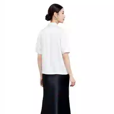 富铤 纯色尖领短袖衬衫 女款