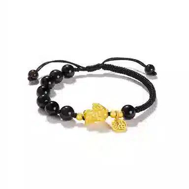 中国黄金 珍·尚银 福泽招财貔貅吞金兽 轻奢小众设计新中式手编绳 本命年 足银 手链 男女同款情侣款 礼盒