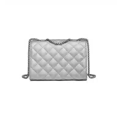 红蜻蜓 经典复古潮流时尚小众简约高级感通勤百搭菱格大容量 牛皮真皮 链条小方包斜挎单肩包 常规 女款 黑色/白色