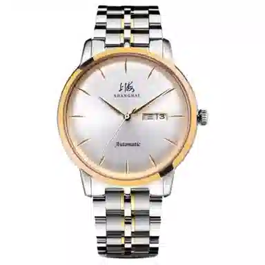 上海自动机械机芯 精钢表带 国表 男表 白色表盘 生活防水