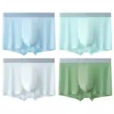 莫代尔 冰丝薄款透气四角裤青少年平角裤衩纯色简约弹力内裤 男款 组合装