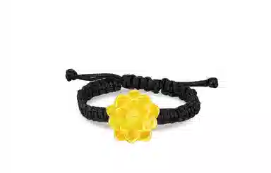 月斐 黄金玫瑰花 浪漫玫瑰转运珠本命年精致轻奢编绳可调节金山茶花好运莲莲花指环闺蜜款 足金 金戒指 男女同款情侣款