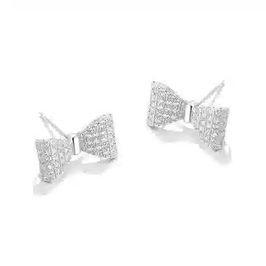 珂里 小巧网格蝴蝶结精致轻奢高级 铜 耳钉 女款