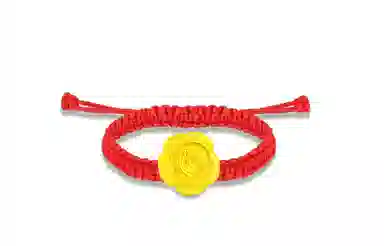 月斐 黄金玫瑰花 浪漫玫瑰转运珠本命年精致轻奢编绳可调节金山茶花好运莲莲花指环闺蜜款 足金 金戒指 男女同款情侣款