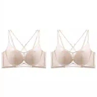 莫代尔 轻薄蕾丝芒果杯调整型收副乳聚拢矫正上托防下垂外扩大胸显小文胸 女款 组合装