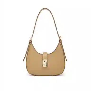 稻草人 韩系时尚简约潮流百搭高级感 聚氨酯革 单肩斜挎包 小号 女款 黑色/杏色/米白