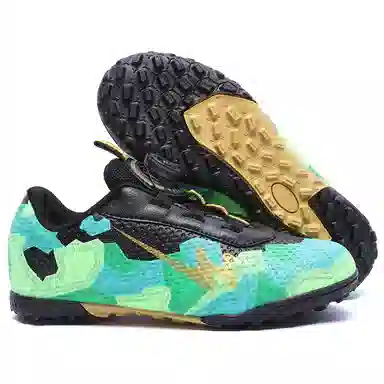 双星 运动舒适 专业草地抓地 减震防滑耐磨防水透气包裹性支撑轻便回弹 足球鞋 女款 黑绿