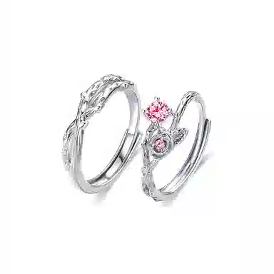 万娜 荆棘与玫瑰 小众设计森系花朵简约 合金 戒指 男女同款情侣款 银白色