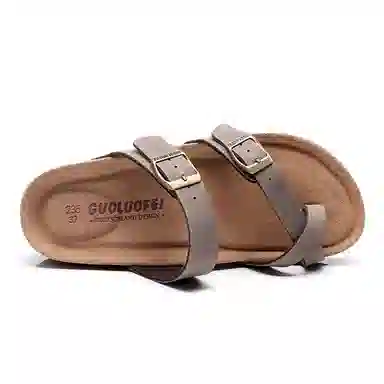 果洛菲 软木拖时尚百搭平底套趾沙滩鞋夹脚勃肯鞋外穿拖鞋 男女同款