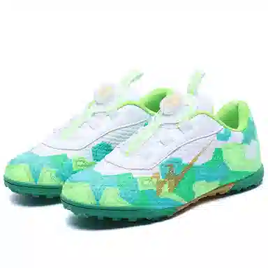 双星 运动舒适抓地 减震防滑耐磨防水透气包裹性支撑轻便回弹 足球鞋 女款 白绿