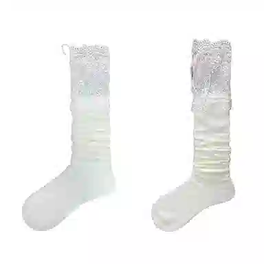 夜间教习室 蕾丝拼接蝴蝶结日系洛丽塔少女甜美过膝袜 女款