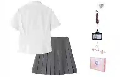 东鲸岁时记 学院风纯色翻领短袖衬衫百褶裙制服 女款 礼盒装