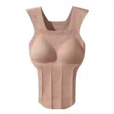 莫代尔 纯色罗纹简约针织发热保暖背心 女款