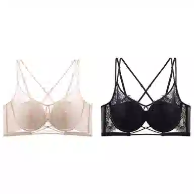 莫代尔 轻薄蕾丝芒果杯调整型收副乳聚拢矫正上托防下垂外扩大胸显小文胸 女款 组合装