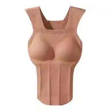 莫代尔 纯色罗纹简约针织发热保暖背心 女款