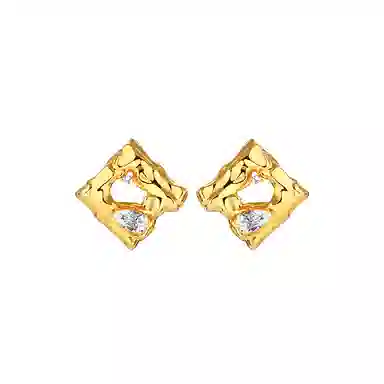 一撇一捺 流光不规则小众设计感耳饰复古气质 合金 耳钉 女款