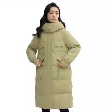鸭鸭 纯色简约百搭加厚中长款羽绒服 女款