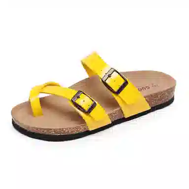 果洛菲 软木凉拖夹脚舒适百搭夏季亮面外穿平底套趾人字拖鞋 男女同款