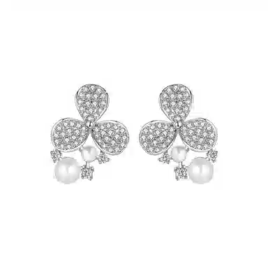 一撇一捺 三叶草森系花朵优雅高级感 合金 耳钉 女款