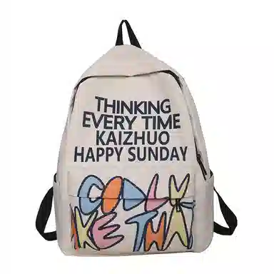 行途 潮流简约初中高中生大学生时尚大容量 书包背包双肩包 男女同款情侣款 尼龙 多色